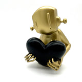 "Black Heart"Hand Embellished Robot w/ Heart Bronze Figure By ChrisRWK